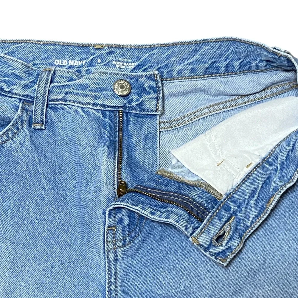 Old Navy Wow Baggy Wide Leg Jeans Light Wash 100% Cotton Retro Size 6 Tall - Picture 6 of 11